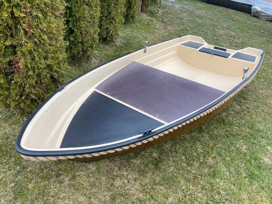 Łódź Łódka wędkarska wiosłowa Lobster 380 z PLATFORMĄ LINA brąz/beż CE