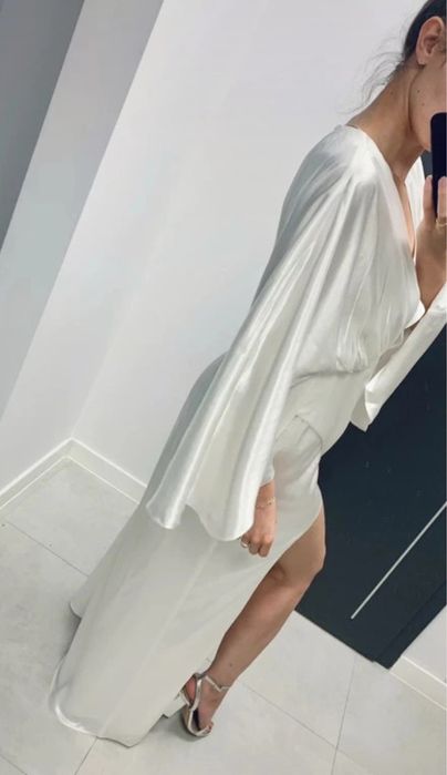 satynowa sukienka maxi 46 3 xl  asos luxe wiskoza kimono
