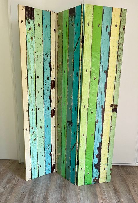 Biombo decorativo em tela estampada dobravel