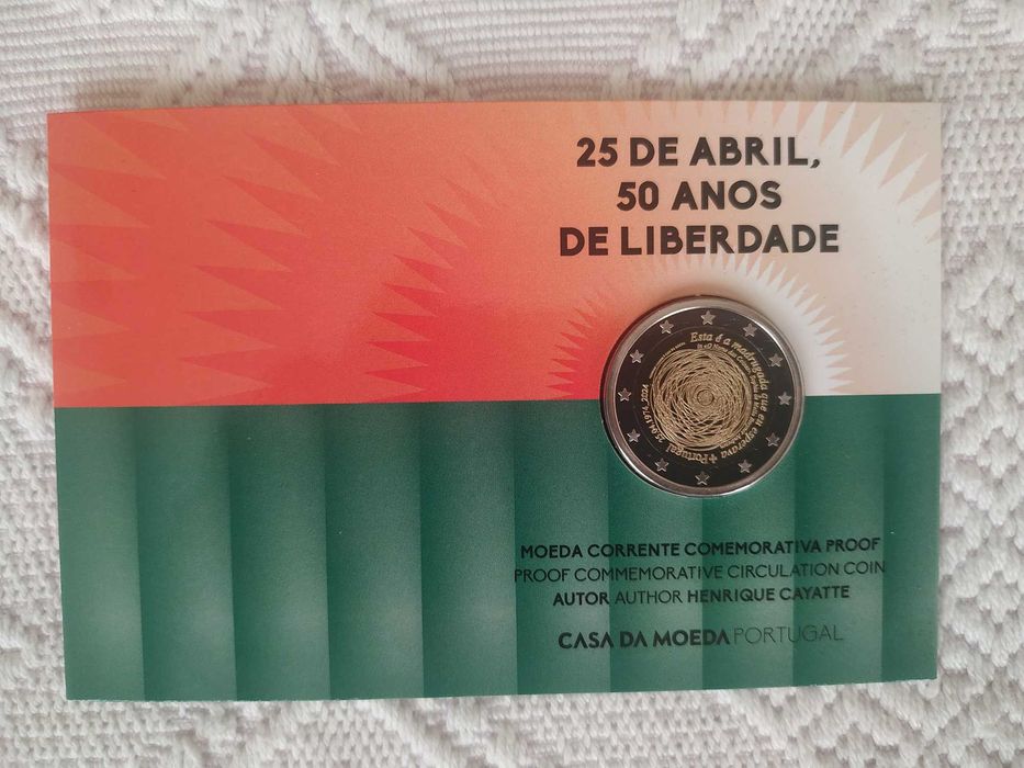 Moeda Proof de 2 euro de 2024 - Portugal 25 de Abril - 50 anos de Liberdade