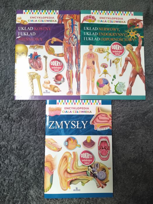 Trzy książki encyklopedia ciała człowieka