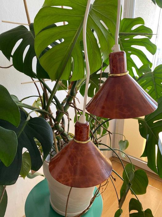 Lampa Vinage, piękne brązowe metalowe lampy, z ciekawym wzorem