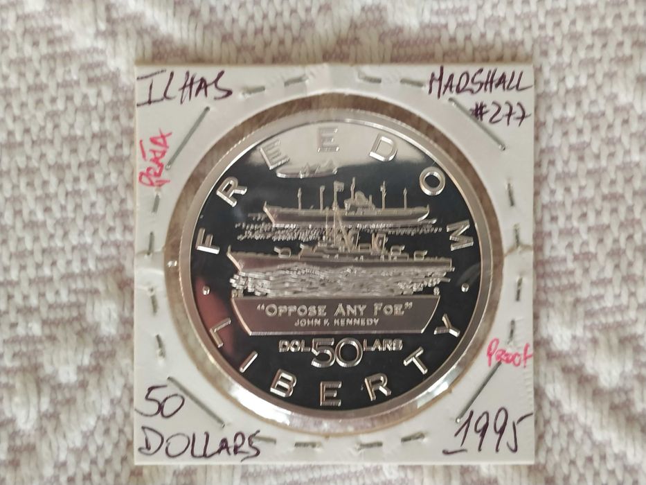 Ilhas Marshall - moeda em prata 0.999 de 50 dólares de 1995 proof (barcos) Onça