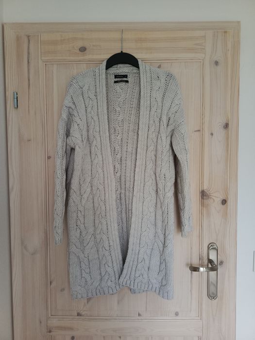 Szary wełniany sweter sweterek kardigan narzutka wool  Reserved 38 M