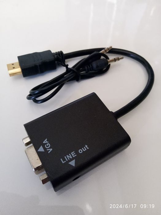 HDMI - VGA адаптер конвертер видео + аудио, 1080P Кабель  HDMI -VGA