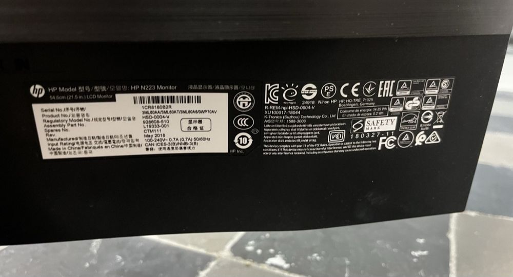 Monitor HP N223 HDMI 21,5 cal