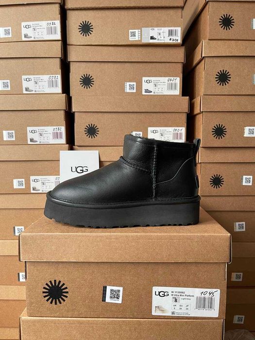 Женские Угги Ugg mini platform black Угги черные зимние LUX 37 38 39
