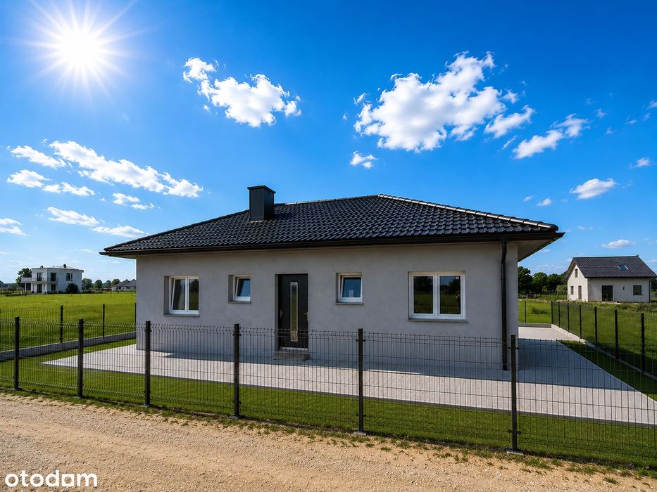 Nowy dom 75m² SUPER CENA! Stan deweloperski, Kostka i ogrodzenie