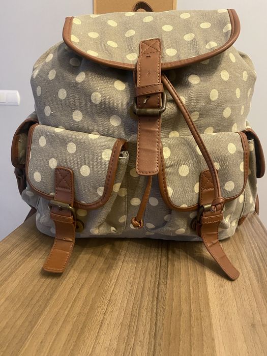 Plecak brezentowy w groszek stylu vintage