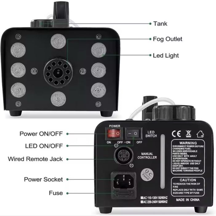 Maquina de fumos de 1200 e 500 wts com Leds +liquido