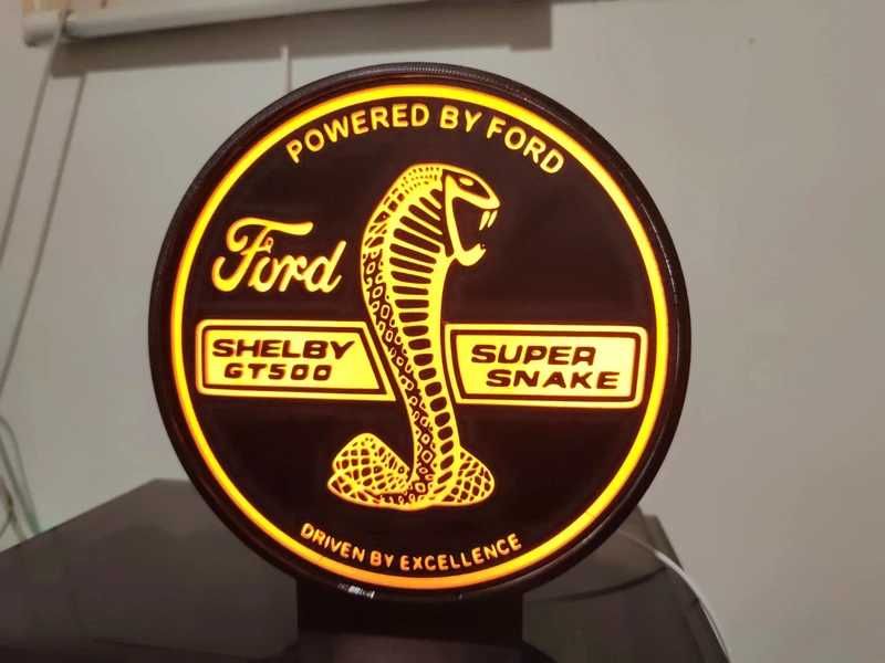 Lightbox luminaria decorativa Ford Shelby GT500 com caixa preta