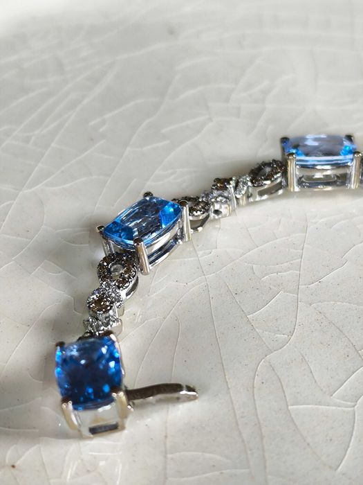 Luksusowa Bransoletka Le Vian z brylantami 2,20ct i topazami / certyfikat