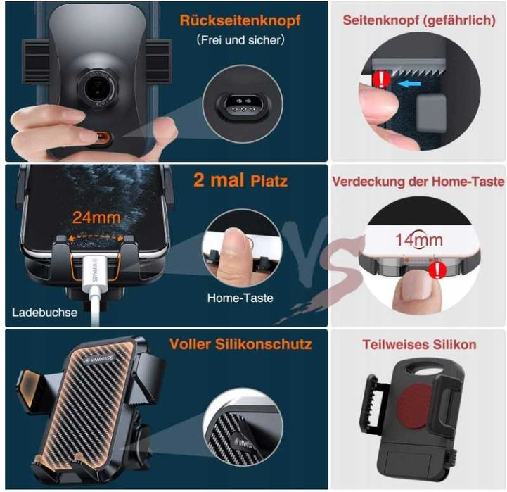 Vanmass uchwyt samochodowy na kratkę nawiewu iPhone Samsung Huawei