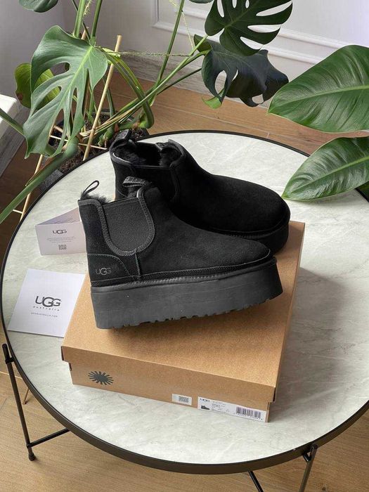 АКЦІЯ! Жіночі натуральні уггі Ugg Neumel Chelsea Black Platform(36-41)