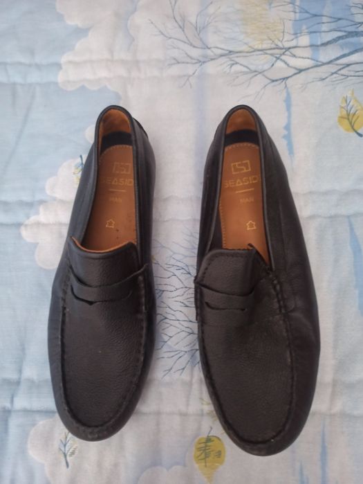 SAPATOS Em Pele Pretos Sem Atacadores N: 42 SEASIDE!
