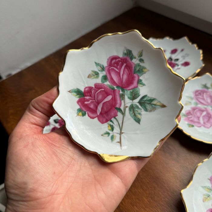 Talerzyki Liście do przystawek Porcelana Wawel PRL