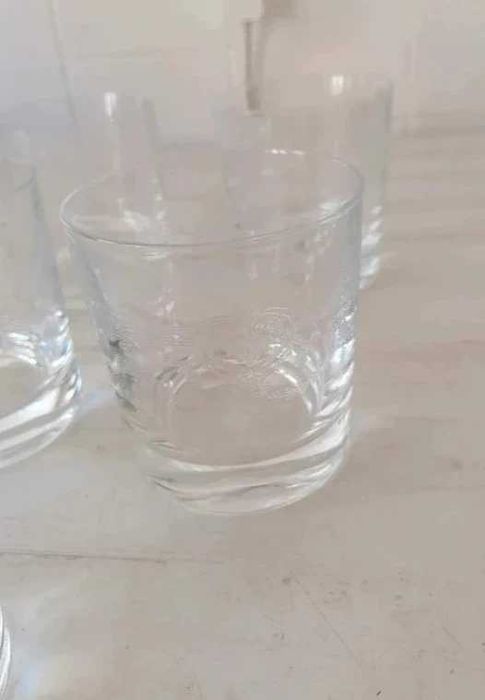 Conjunto 4 Copos Whisky em Vidro Trabalhado Base Grossa