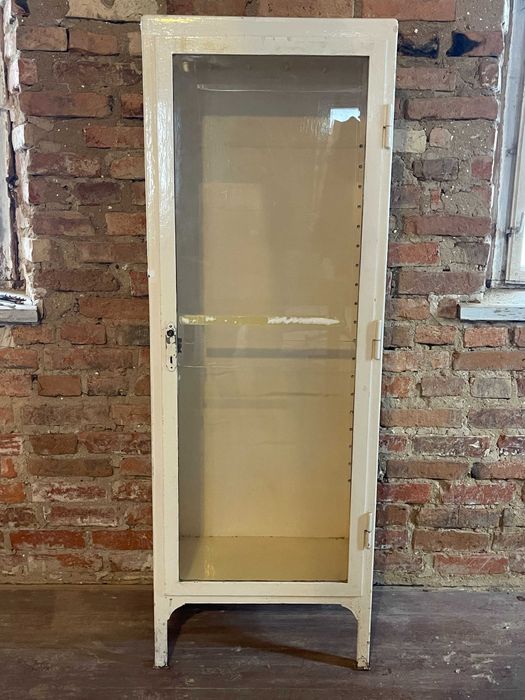 Vintage Szafa Medyczna Loft | Witryna Metalowa Szkło | Industrial
