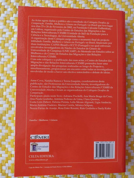 DESAFIOS DA COMPARAÇÃO,
Famílias,Mulheres  Gén em Portugal e no Brasil