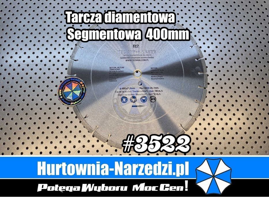 Tarcza Diamentrowa segmentowa do betonu granitu 400mm tarcza 400mm