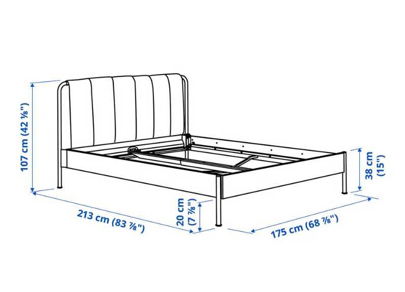 Estrutura de cama estofada, IKEA TÄLLÅSEN + ESTRADO + TRAVE CENTRAL