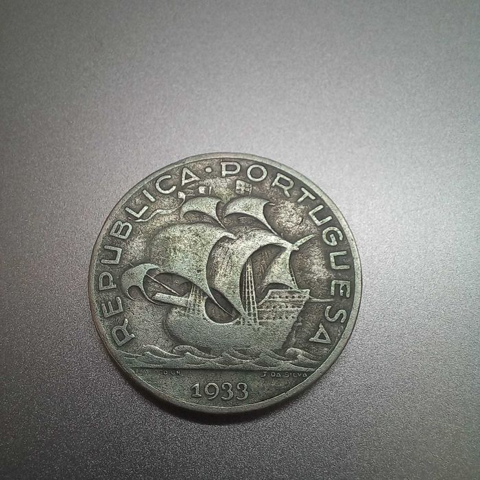 Lote Histórico Prata 1933: 2,50 Escudos (RARA) + 5 Escudos Caravela