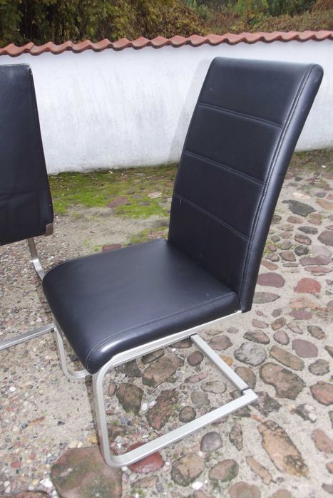 krzesło krzesla komplet  czarne tapicerowane