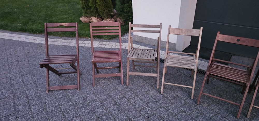 Krzesła ogrodowe składane drewniane