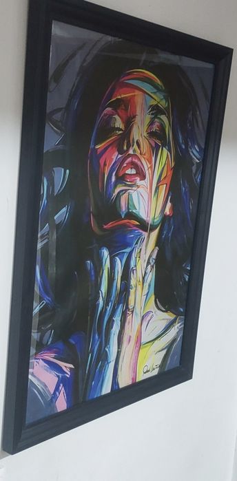 Quadro pintura tela tecido moldura mulher abstrata 57x77 cm
