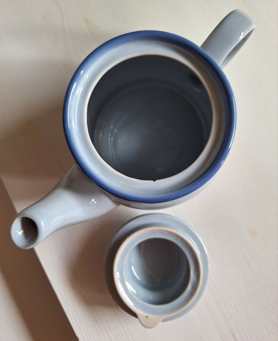 Serwis kawa herbata prl niebieski na 6 osob unikat porcelana