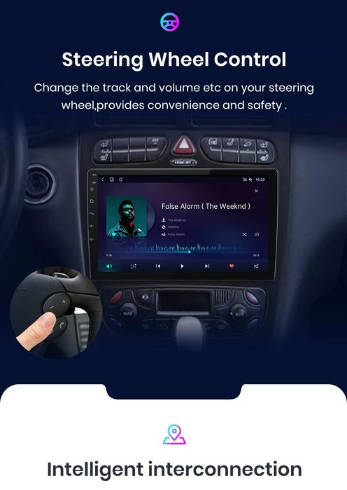 Rádio 9" Android Mercedes W203 S203 A209 Carplay 2/32GB GPS WiFi novo