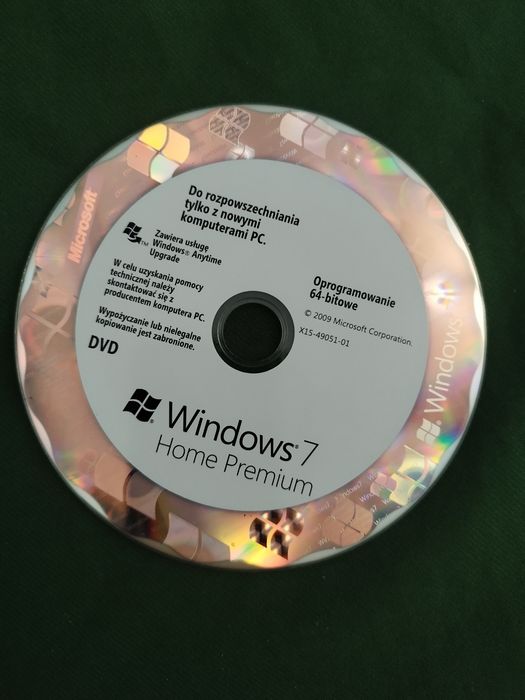 Windows 7 64 bit na płycie DVD zestaw