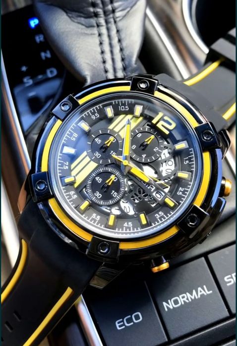 Zegarek Megir  Black Yellow Chronograph