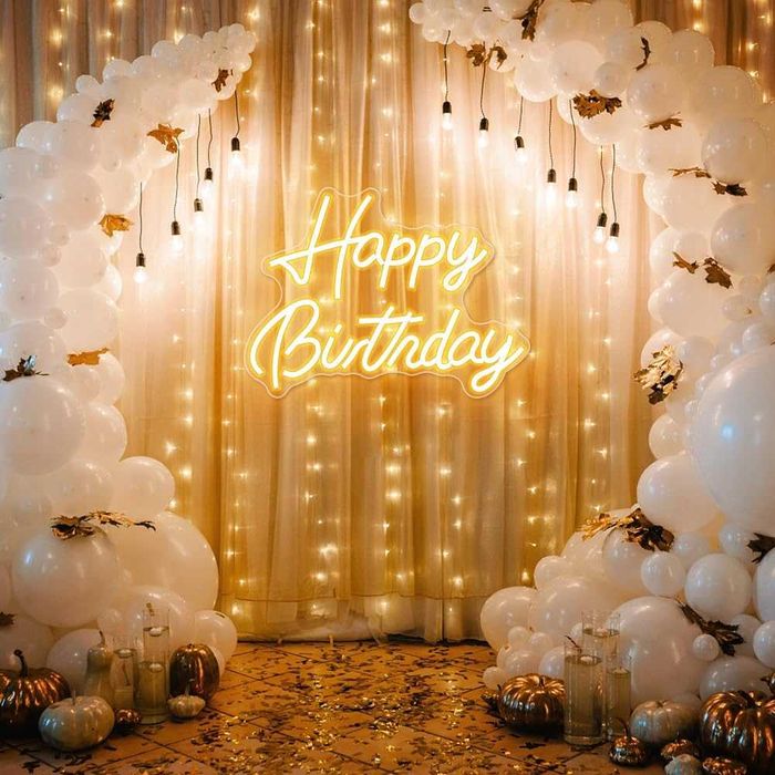 Sinal Luminoso Acrílico Néon LED para Aniversários - Happy Birthday