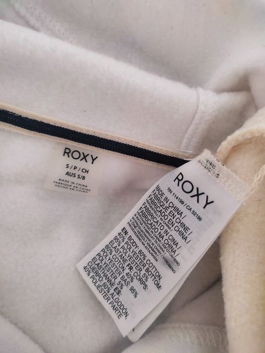 Beżowa bluza z kapturem z bawełną Roxy roz S