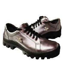 BnW skórzane srebrne BOTKI trapery dla osób o szerokiej stopie