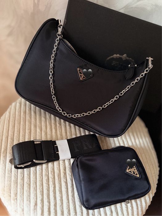 Сумка черна прада текстиль