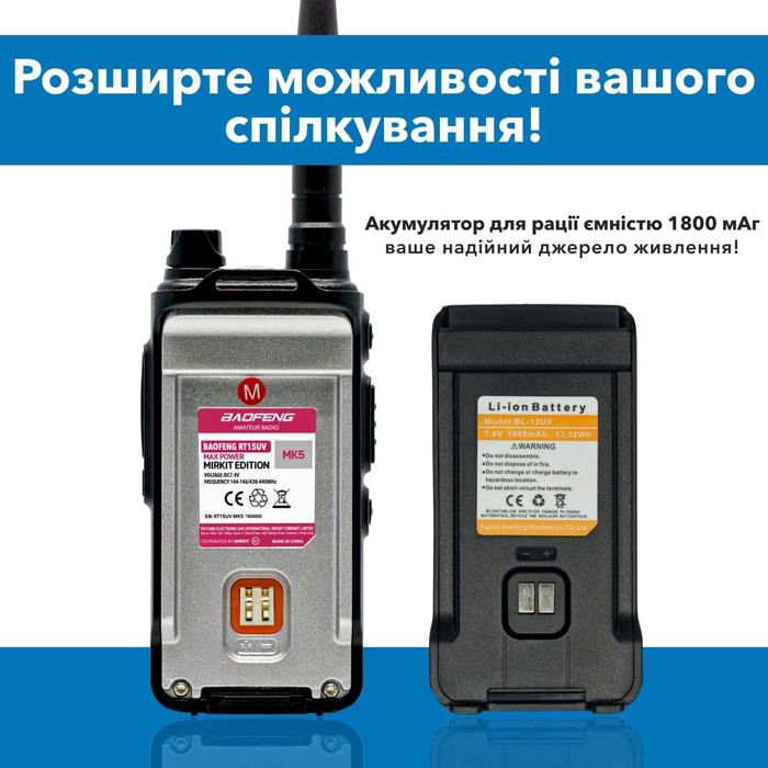 Рация RT15UV MK5 + Шнурок Mirkit