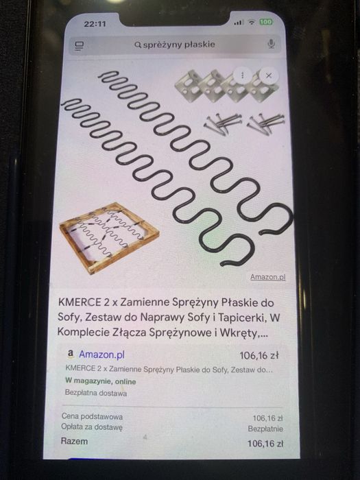 Sprężyny płaskie, zamienne, dlugość na płasko 57 cm