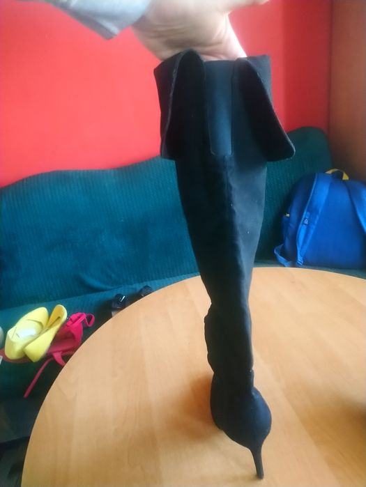 Buty zimowe kozaki długie szpilki czarne do kolana 39