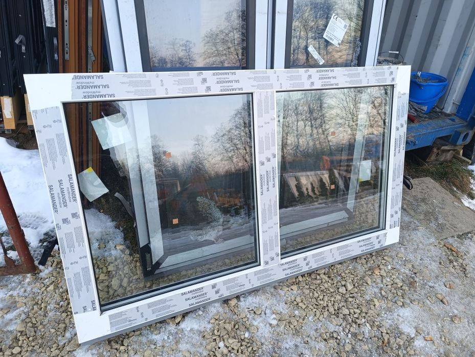 Okno 155x90 5szt nowe fix 3-szybowe białe dwukwaterowe