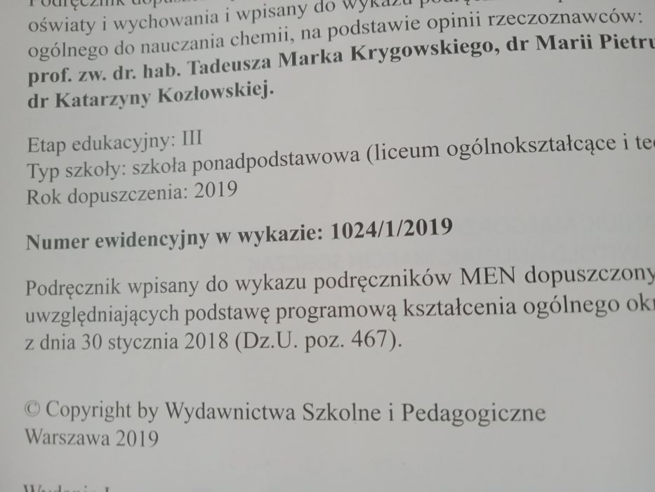 Chemia WSiP Podręcznik do chemii klasa 1 liceum technikum