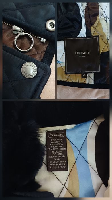 Coach. Оригинальная стёганая куртка с натуральным мехом.
