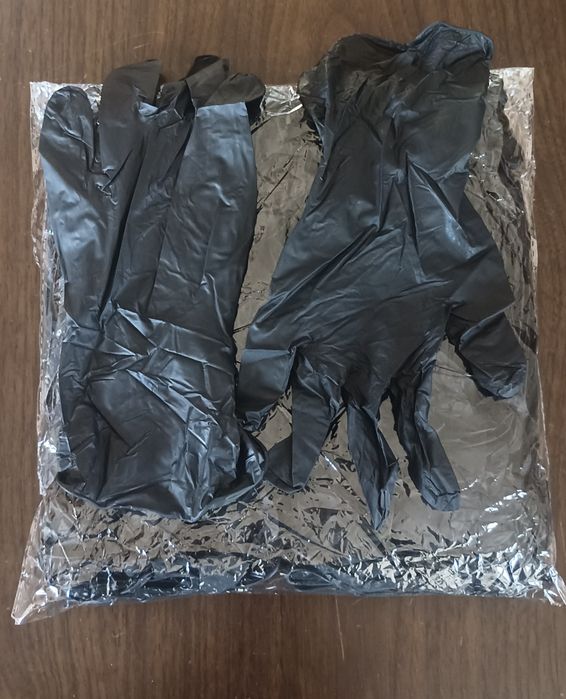 Luvas pretas de látex sem pó – Tamanho S