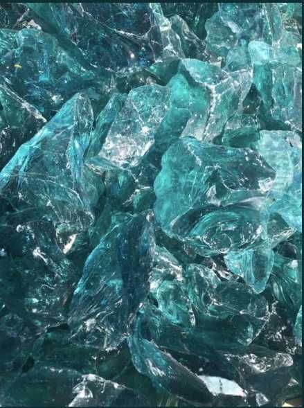 BRYŁY SZKLANE NA KG - Szkło Wulkaniczne Turkusowe  Kamień do Akwarium