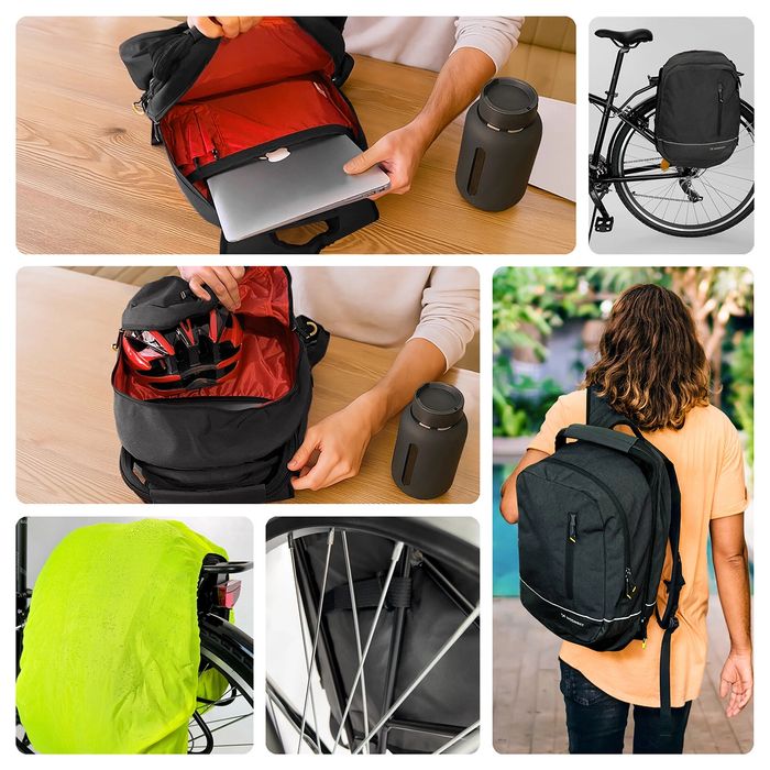 Wozinsky torba rowerowa podwójna plecak 2w1 30l czarna (WBB30BK)