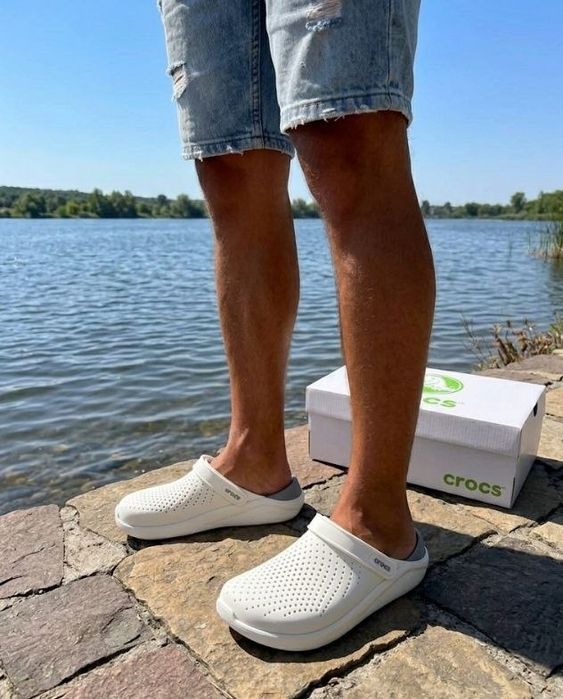 Чоловічі шльопанці Crocs lite ride/шльопанці сабо/білі чоловічі крокси