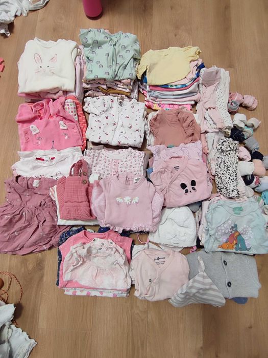 Mega zestaw ubranek dla dziewczynki 56-68 / ponad 160 sztuk