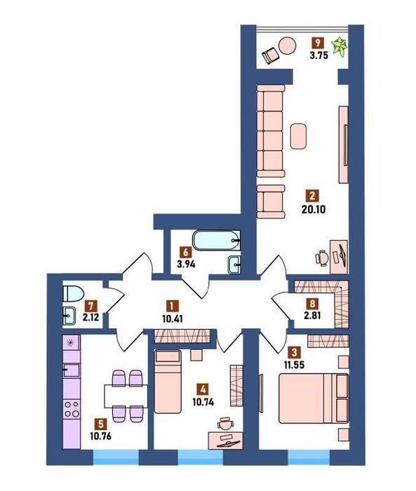 Трикімнатна квартира 78 м² доступна під єОселю