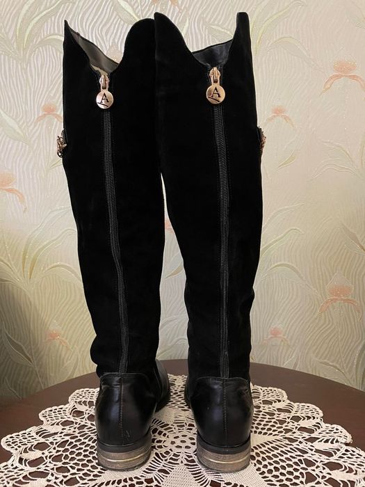 Зимові чоботи  ботфорти,шкіра,замш,40 р